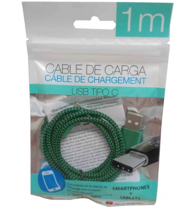 CABLE DE CARGA PARA MOVIL Y TABLET COMPATIBLE CON USB Y TIPO C Y CON 1M. DE CABLE.