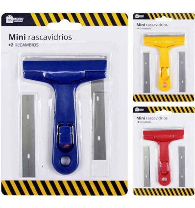 RASCAVIDRIOS DE PLASTICO DE 8X11CM. CON 2 CUCHILLAS DE RECAMBIO DE MARKET SUPREM 71611.