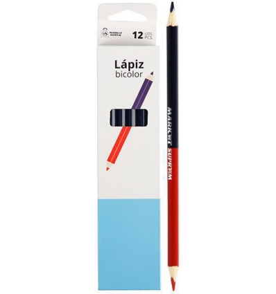 LAPIZ BICOLOR EN SET DE 12 UNIDADES DE MARKET SUPREM A9821.