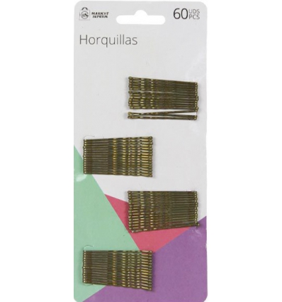 HORQUILLAS PARA MELENA RUBIAS DE 5CM EN BLISTER DE 60 UNIDADES DE MARKET SUPREM A5286.