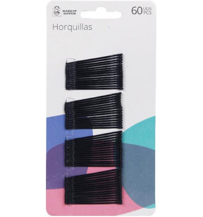 HORQUILLAS PARA MELENA NEGRAS DE 5CM EN BLISTER DE 60 UNIDADES DE MARKET SUPREM A5285.