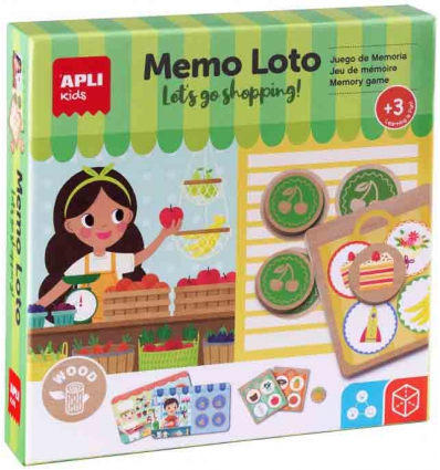 JUEGO DE MEMORIA MEMO LOTO MERCADO DE ALIMENTOS EN MADERA. 18903 APLI KIDS.q