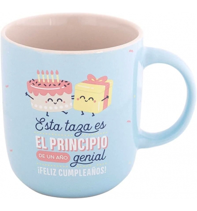 TAZA DE CERAMICA WONDERFUL ESTA TAZA ES EL PRINCIPIO DE UN AÑO GENIAL FELIZ CUMPLEAÑOS. DE 370ML.