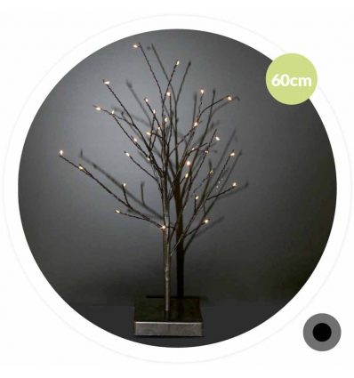 ARBOL DECORATIVO DE LED CUMIA DE 60CM. A PILAS COLOR NEGRO CON RAMAS PLEGABLES Y 48 MICRO LEDS DE GSC 204690149.