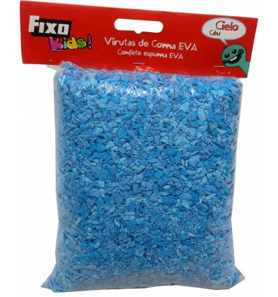 VIRUTAS DE GOMA EVA AZUL IMITACION A CIELO/AGUA EN BOLSA DE 200GRS. IDEAL PARA MANUALIDADES Y TRABAJOS ESCOLARES.