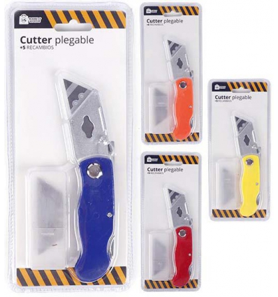 CUTTER CORTA PAPELES PLEGABLE + 5 DE RECAMBIOS DE MARKET SUPREM A1511.