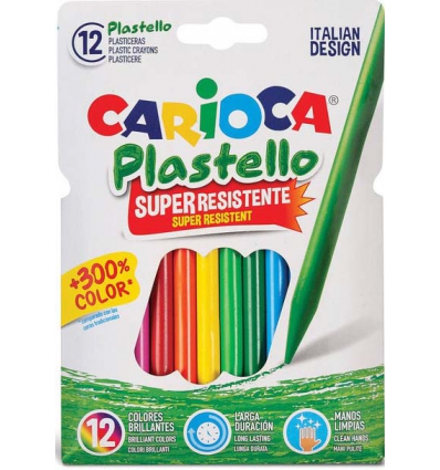 CAJA DE CERAS CARIOCA PLASTELLO DE 12 COLORES BRILLANTES DE CARIOCA 42711.