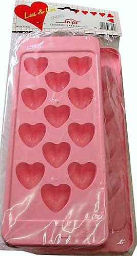 Bandeja de cubitos de plástico con forma de corazón blíster de 2 bandejas