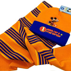 GORRO CON BUFANDA DE LANA DE MICKEY 5616 VERDE Y NARANJA