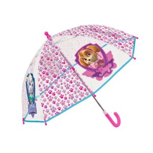 PARAGUAS INFANTIL PATRULLA CANINA ROSA TRASPARENTE.