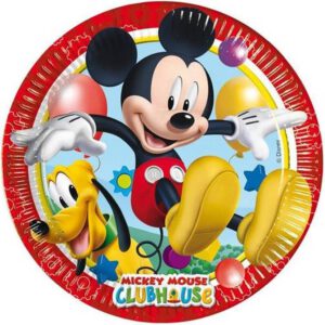 PLATO DE CARTON DE MICKEY DE 23CM. CON 8 UNIDADES POR PACK.