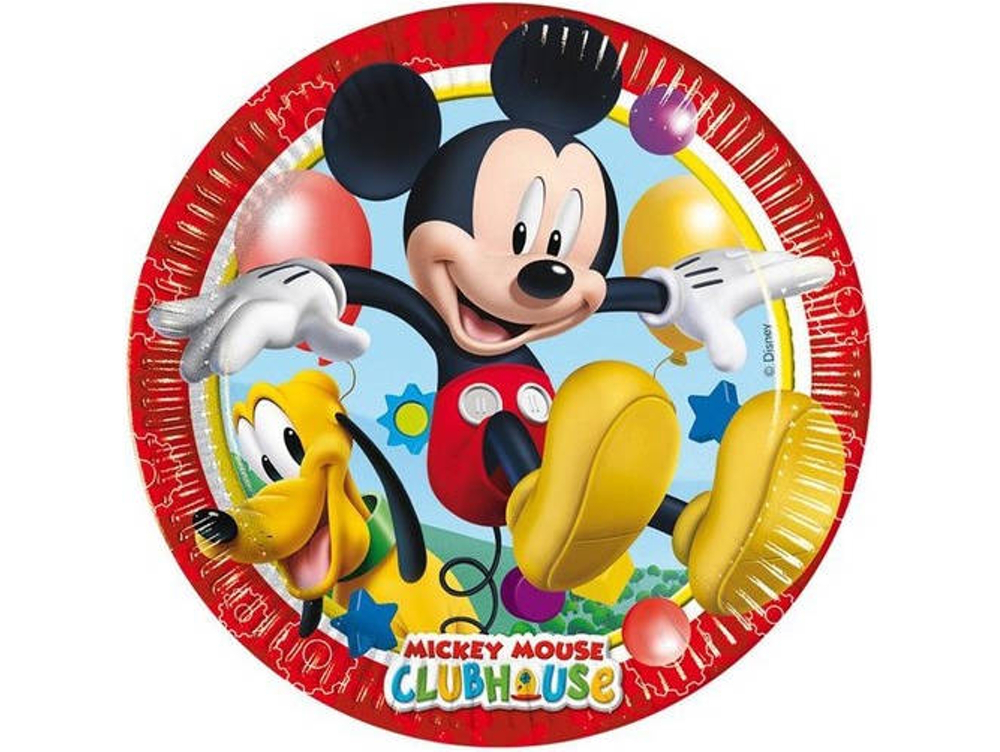 PLATO DE CARTON DE MICKEY DE 23CM. CON 8 UNIDADES POR PACK.