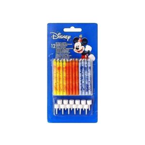 VELAS PARA CUMPLEAÑOS DE MICKEY PACK DE 12UU 3 COLORES
