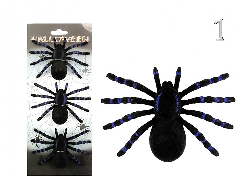 ARAÑA CON PELILLO DE 8CM DET DE 3UU NEGRA Y MORADA 210576
