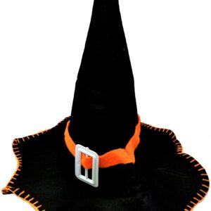 CARNAVAL SOMBRERO BRUJA FIELTRO NEGRO Y NARANJA.