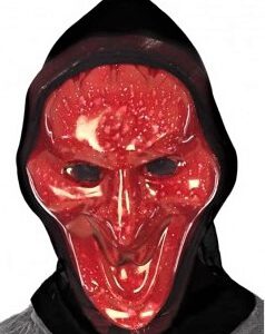 DISFRAZ DE CARETA DE FANTASMA ROJO CON TELA. DE PLASTICO. 40748 ATOSA.