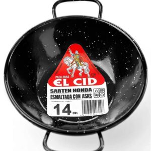 SARTEN HONDA DE PORCELANA DE 2 ASAS DE 14CM. ESMALTADAS.