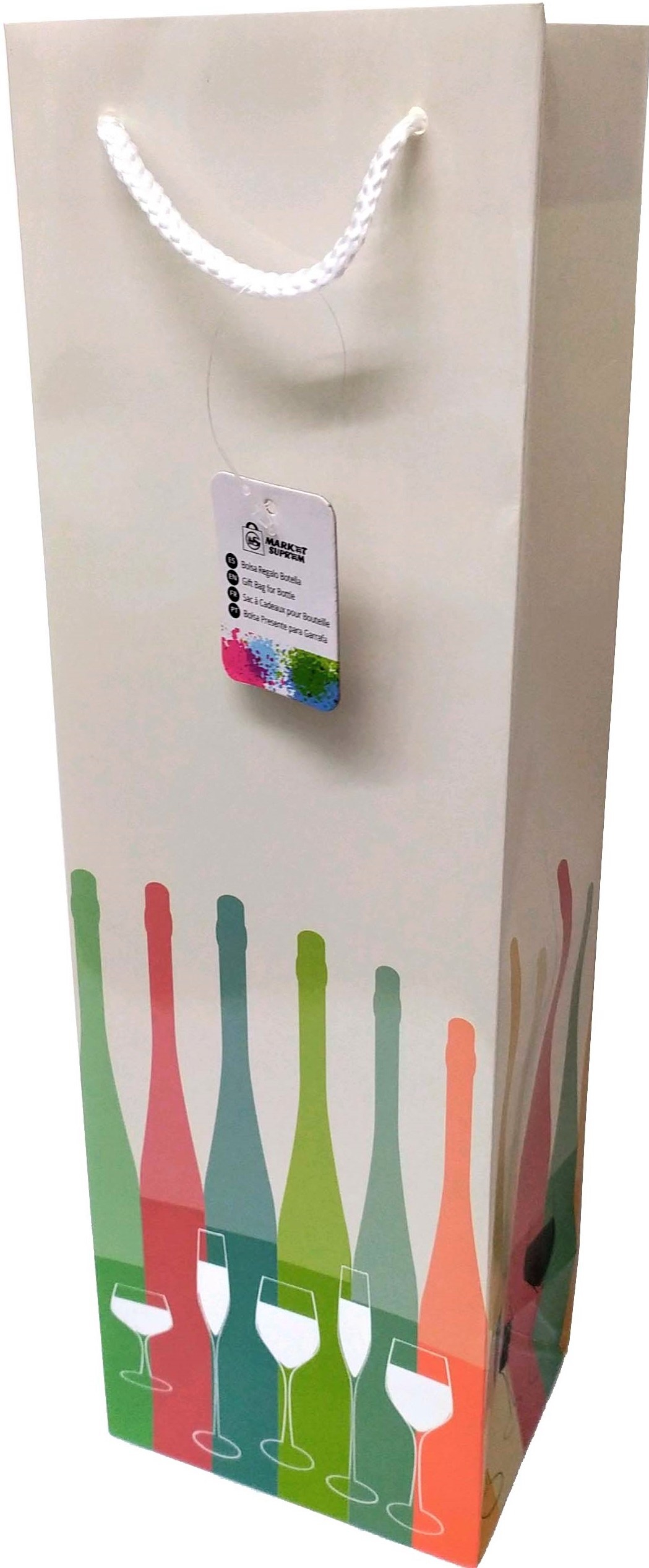 BOLSA DE REGALO PARA VINO. COLOR NEGRA Y METALIZADO. SURTIDOS.