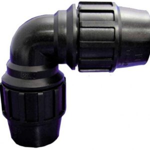 CODO DE RIEGO. MEDIDAS 50X50. DE 90º IGUAL. DE POLIPROPILENO NEGRO.