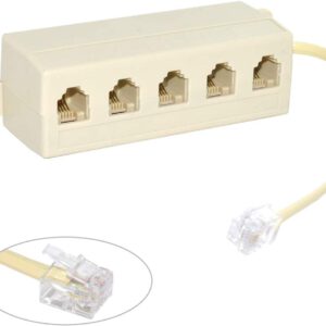 TELEFONIA ADAPTADOR DIVISOR MODULAR ENCHUFE 1M+5H 4CONTA CABLE 10C