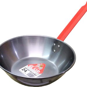 SARTEN DE HIERRO PULIDO HONDA DE 24CM. CON MANGO MARCA EL CID.