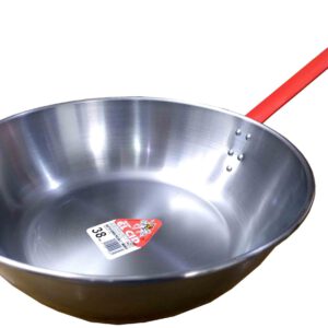 SARTEN DE HIERRO PULIDO HONDA DE 38CM. CON MANGO MARCA EL CID.