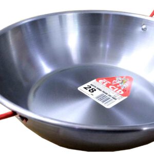 SARTEN DE HIERRO PULIDO HONDA DE 28CM. CON DOS ASAS MARCA EL CID.