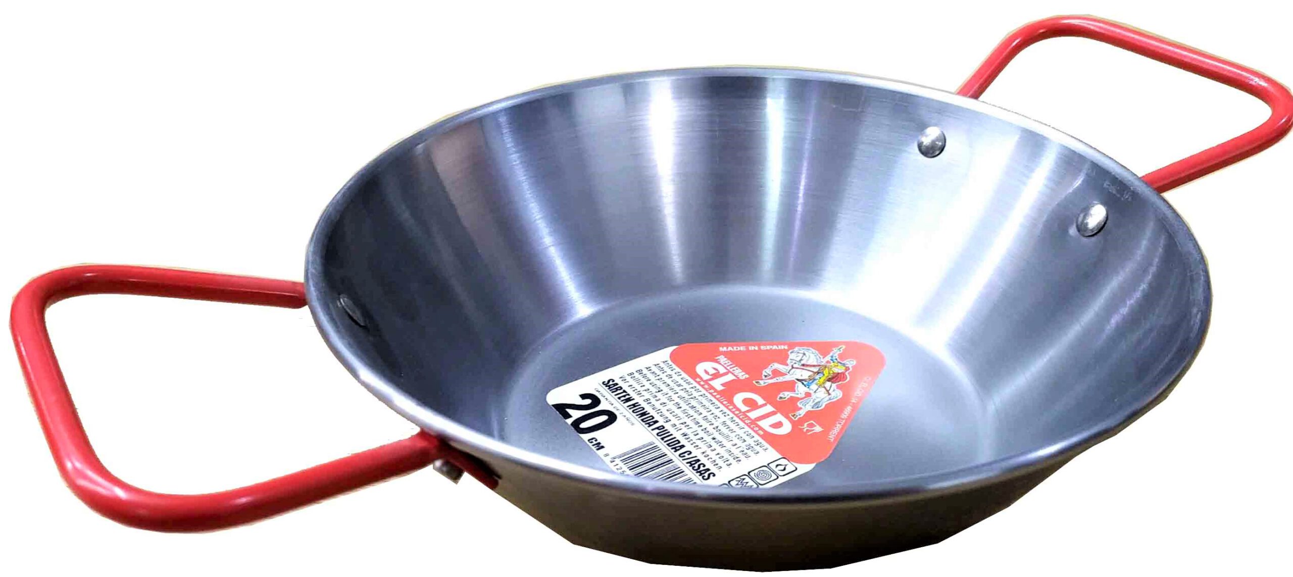 SARTEN DE HIERRO PULIDO HONDA DE 20CM. CON DOS ASAS MARCA EL CID.