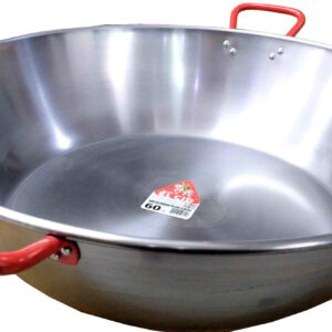 SARTEN DE HIERRO PULIDO HONDA DE 60CM. CON DOS ASAS MARCA EL CID.