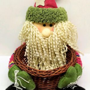 CESTA DE MIMBRE NAVIDEÑA DE PAPA NOEL o MUÑECO DE NIEVE. DE 8X5CM.