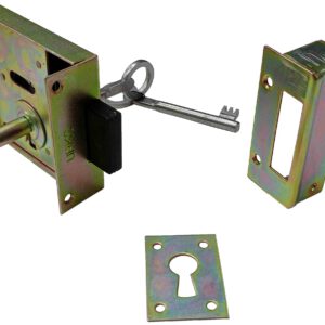 CERRADURA DE SOBREPONER DE 60MM A IZQUIERDAS COMPLETA CON LLAVE GRANDE MARCA URKO 50