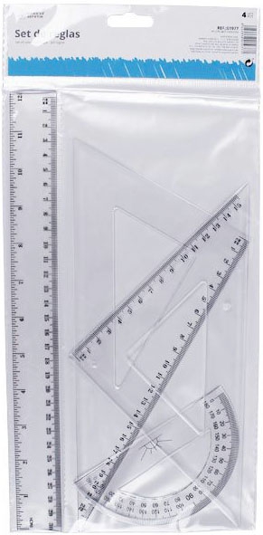 JUEGO DE REGLAS DE PLASTICO TRANSPARENTES EN SET DE 4 UNIDADES DE MARKET SUPREM 01977