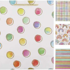 BOLSA DE REGALO CON BRILLANTINA Y ASAS DE CORDON MEDIDAS 32X26X12CM. DE MARKET SUPREM A1690