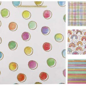 BOLSA DE REGALO CON BRILLANTINA Y ASAS DE CORDON MEDIDAS 40X30X12CM. DE MARKET SUPREM A1691