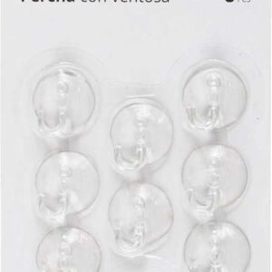 VENTOSA CON GANCHO TIPO PERCHA TRANSPARENTE DE Ø 3CM. Y EN PACK DE 8 UNIDADES. DE MARKET SUPREM 54679