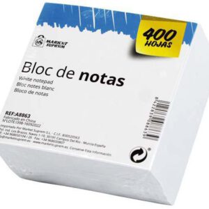 TACO BLOC DE NOTAS BLANCAS ENCOLADO DE 76X76MM Y 400 HOJAS DE MARKET SUPREM A8863
