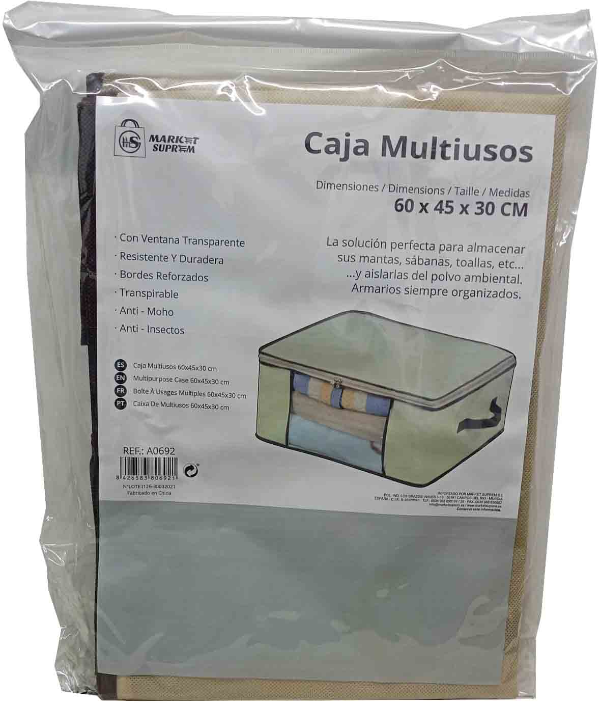 BOLSA EN FORMA DE CAJA MULTIUSOS GUARDA ROPA DE 60X45X30CM DE MARKET SUPREM A0692.