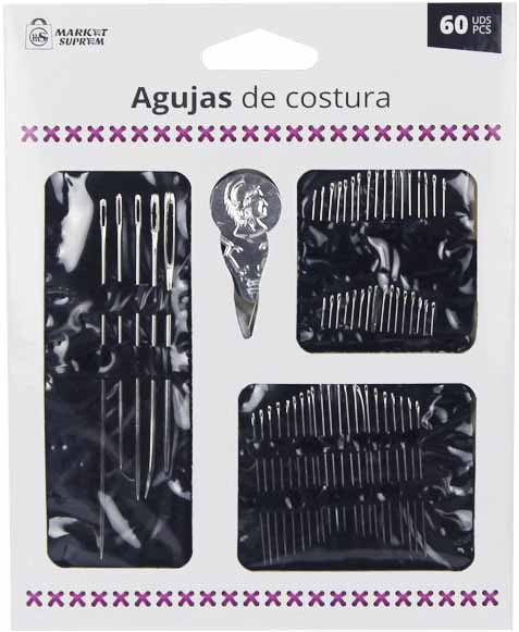 AGUJAS SURTIDAS CON ENHEBRADOR SET DE 60 UNIDADES. DE MARKET SUPREM A8739.