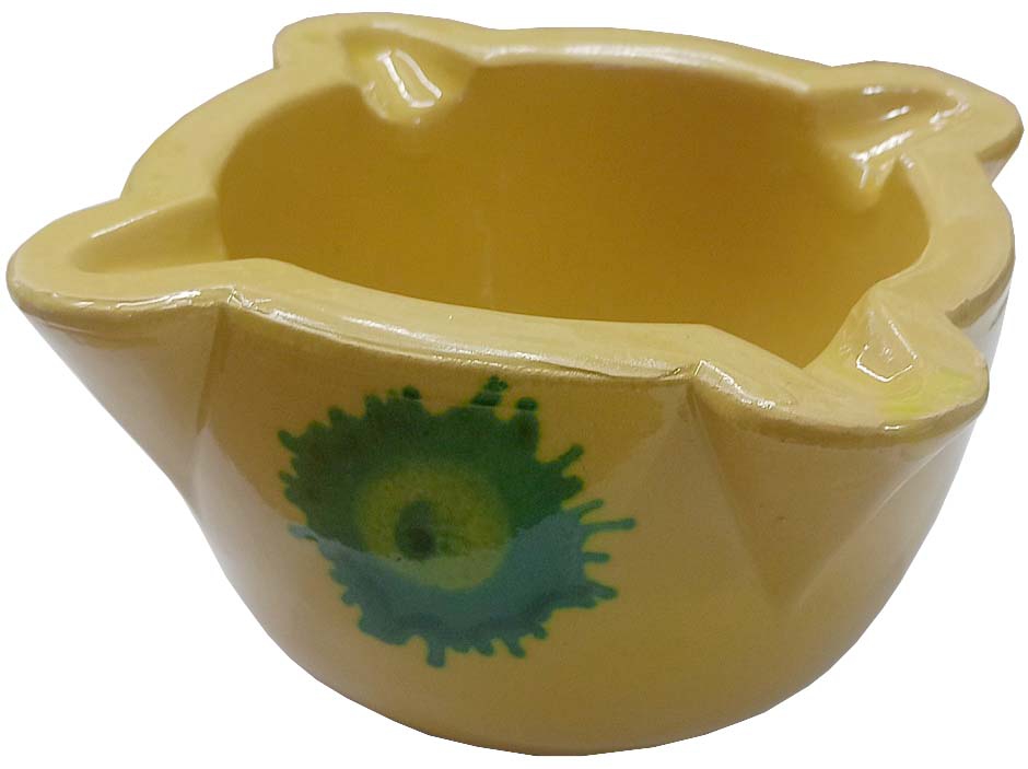 MORTERO DE BARRO AMARILLO DE Ø 15CM. X 9CM. DE ALTO. TRADICIONAL. DE MARKET SUPREM 33083.