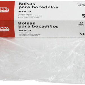 BOLSA PARA BOCADILLOS DE 18X35CM EN PAQUETE DE 50 UNIDADES. DE MARKET SUPREM 17224. FABRICADO EN ESPAÑA.
