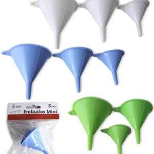 EMBUDO DE PLASTICO MINI EN SET DE 3 TAMAÑOS DE 5,50/4,50/3,50CM. DE MARKET SUPREM 71402. PRECIO POR SET