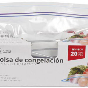BOLSA DE CONGELACION DE CIERRE HERMETICO DE 16X14CM. EN PAQUETE DE 20 UNIDADES DE MARKET SUPREM A1469.