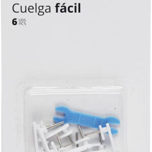 CUELGA FACIL DE 1CM Y 2 PUNTAS EN SET DE 6 UNIDADES. DE MARKET SUPREM 54731.