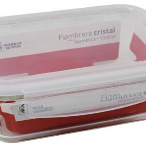 FIAMBRERA DE CRISTAL HERMETICA DE 1040ML. RECTANGULAR MEDIDAS 20X15X7CM. DE MARKET SUPREM 46068.