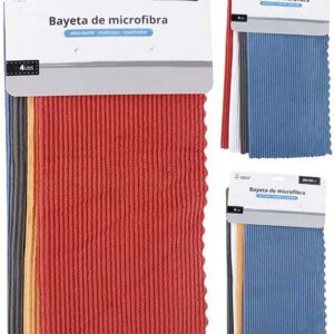 BAYETA DE MICROFIBRA DE 30X30CM. DE 300GR/M2. EN SET DE 4 UNIDADES CON PUNTAS EN LOS FILOS DE MARKET SUPREM A2449. PRECIO POR SET.