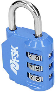 CANDADO DE COLOR AZUL CON COMBINACION DE 3 DIGITOS DE FSK. FERRESTOCK FSKCAN327BL.