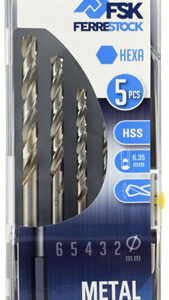 JUEGO BROCAS EN SET DE 5 BROCAS HEXAGONALES HSS PARA METAL DE Ø 2,3,4,5,6 DE FSK FERRESTOCK FSKBRC001.